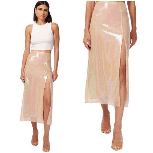 Cami NYC Pants - New! Cami NYC Artemis Opal Sequin Midi Skirt with Slit 🤍 size 8 NWT!